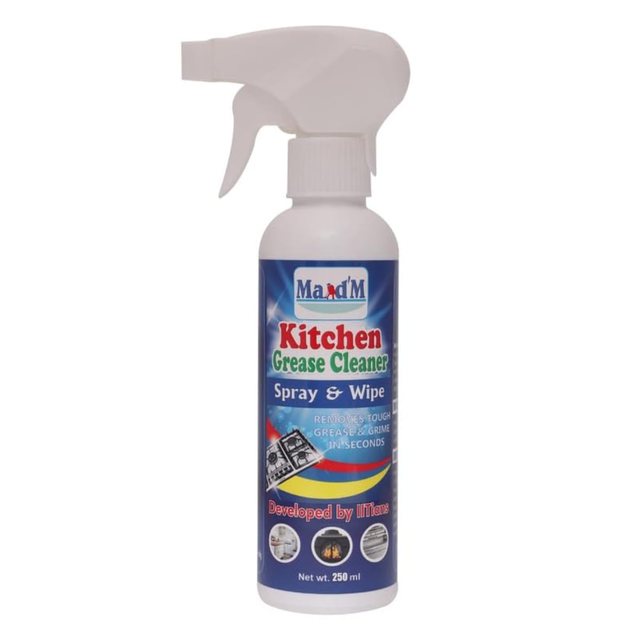 Maid’M Kitchen Cleaner Spray Sink Chimney Gas Stove Oven Oil Stain Remover Cleaning Spray All Purpose Bubble Foam Degreaser Spray | Non-Flammable Cleaning Kitchen cleaner 250 ML (250 ml) (B0CGXNG2NR) Amazon Price History, Amazon Price Tracker