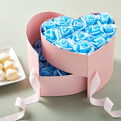 Juvale Faux Flowers for Wedding Decor - 100 Pack, 3-Inch Heads - Blue Silk Flowers - Artificial Roses for Centerpiece Table Decorations & Vase Filler by Juvale - Used condition - Image 2