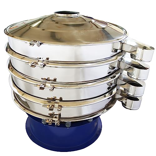 HQHAOTWU Electric Vibrating Sieve Vibrating Screen Sieve Shaker Powder Liquid Sifter Stainless Steel Big Screen Machine Φ39.3inch with 20 40 100 Mesh Screen Three Layers 220V Triphase