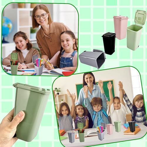 Image of 16 Pcs Mini Desk Trash Can Colorful Small Desktop Trash Can Bulk Miniature Curbside Garbage Bin with Lids Tiny Plastic Desktop Garbage Can for Home School Pen Holder Desk Organizer