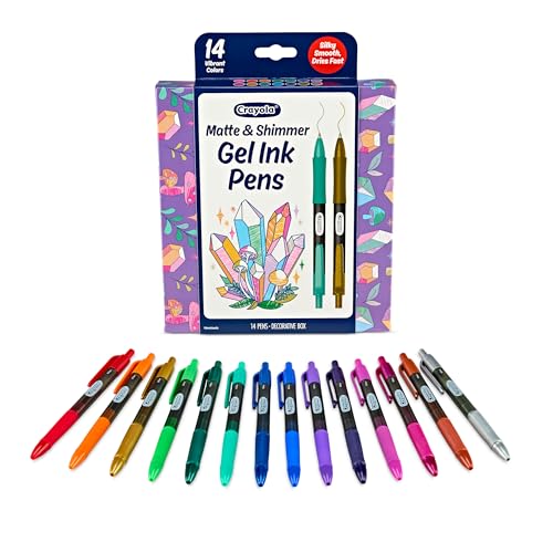 Crayola Gel Ink Pen Marker Set 14 Matte & Glitter Pens Gel Pens for Coloring Fine Point Gift for Kids & Teens Ages 4+