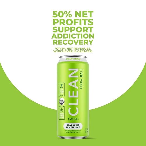 Vista 41 de Gaseosa de yerba mate de sandía y menta, orgánica, baja en calorías y azúcar (160 mg de cafeína), latas de 16 onzas, paquete de 12 unidades – CLEAN