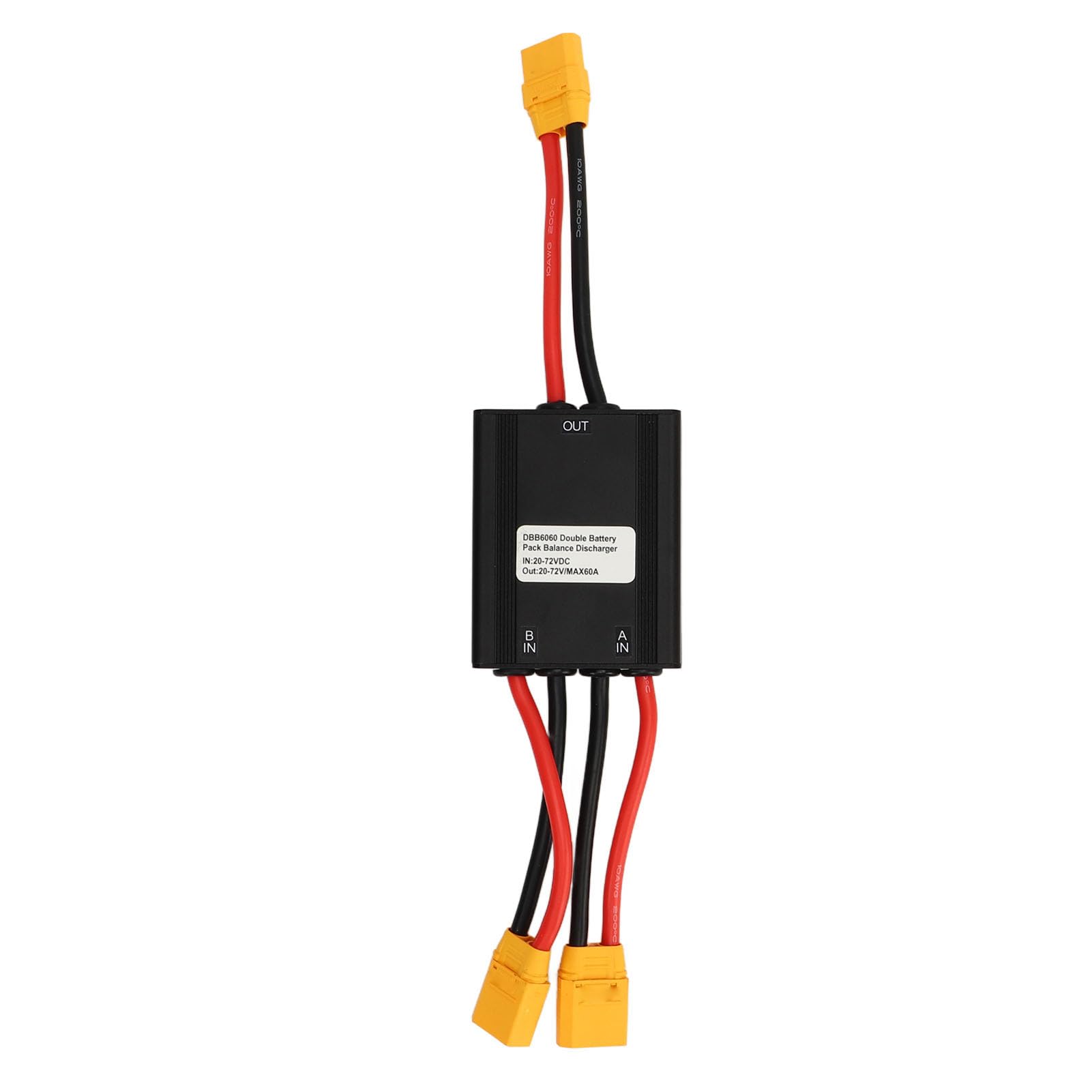 Konwerter Rozładowywania Podwójnego Akumulatora Roweru Elektrycznego, Adapter Modułu Równoległego z Podwójnym Akumulatorem od 20 V do 72 V, Adapter Złączy XT90 Zapewniający większą (60A)