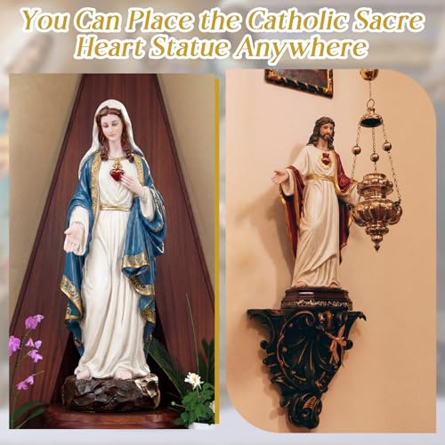 Set 2 Piezas Estatuas Católicas Clásicas Corazones Sagrados miniatura 5