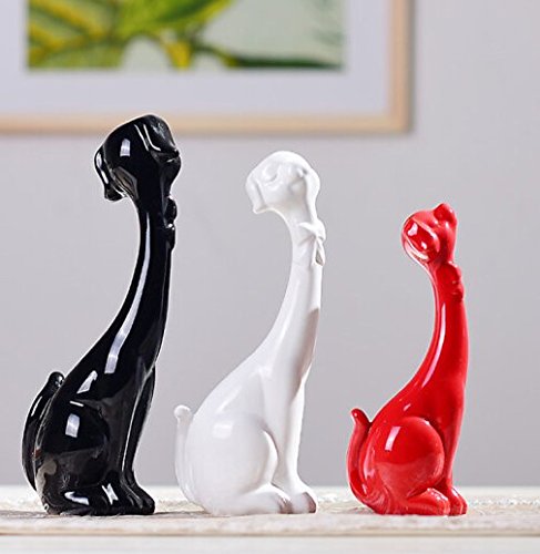 Decoresd Modern Living Room Decoration Bridal Wedding Gifts Ceramic Crafts Ornaments Wangcai Home New Shipping Red Black And White Three Piece