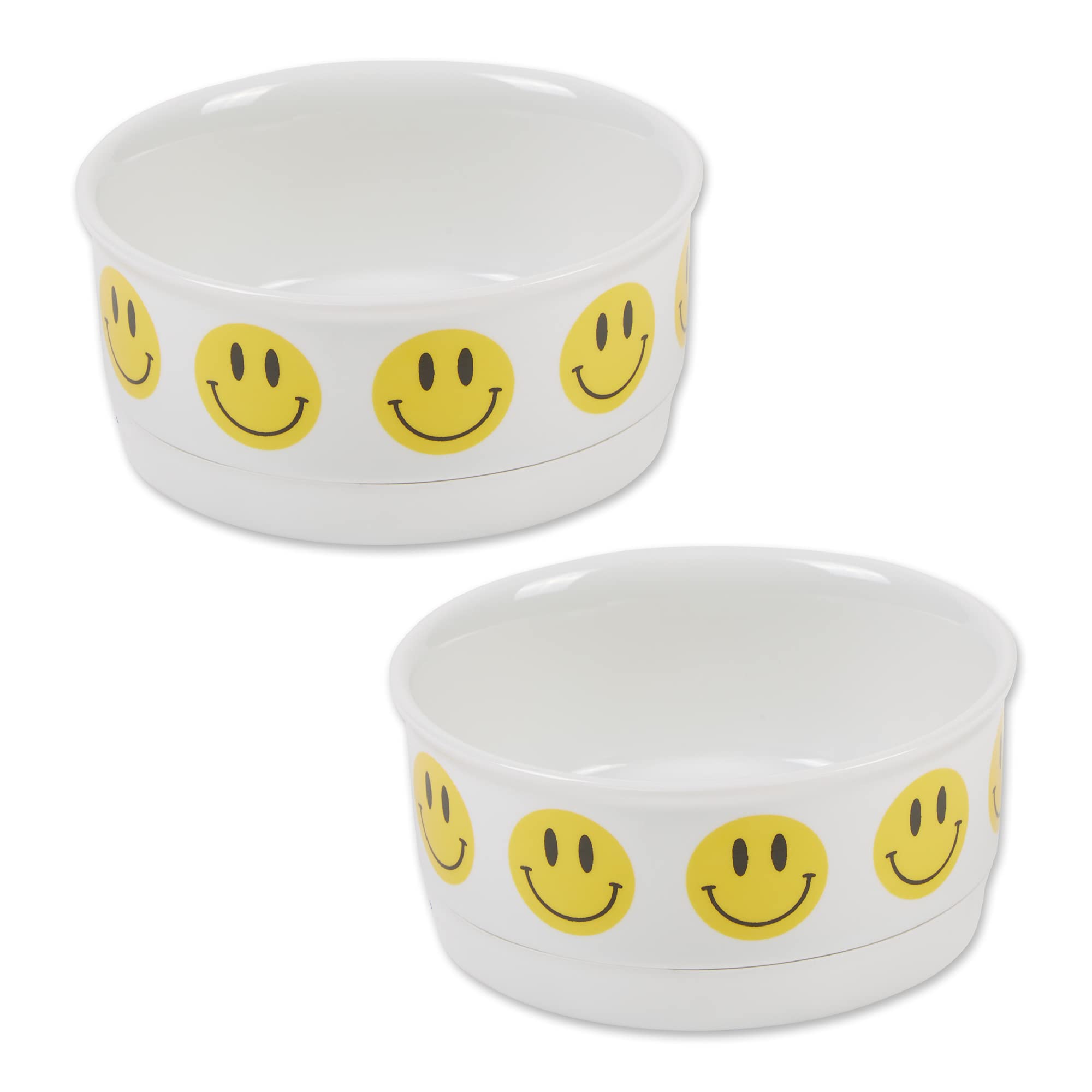 Bone Dry Ceramic Pet Bowls Set - Small 4.25x2 Inch, Peace Paw Design, Set Of 2, Food Safe