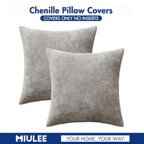 Image of MIULEE Decorative Light Gray Euro Sham Pillow Covers 24x24 Inch 2 Pack