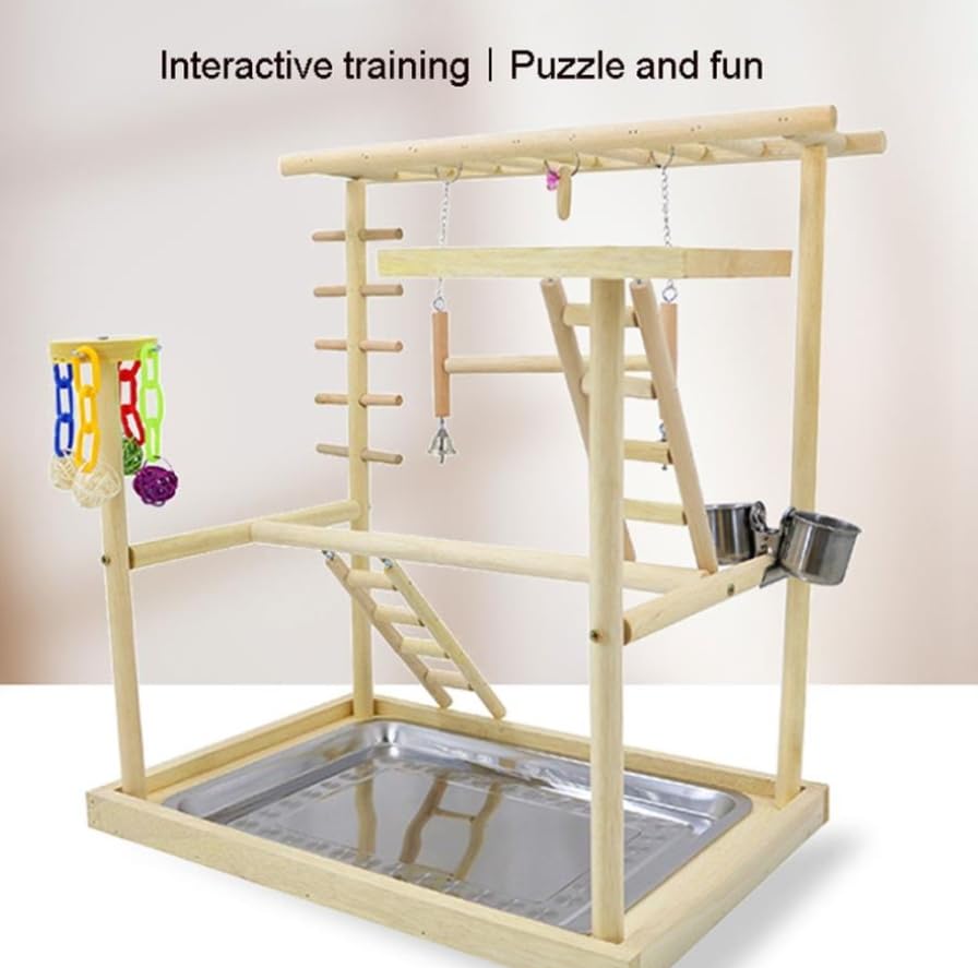 Luminexia Parque Infantil para pájaros,Puesto de Juegos para jaulas de pájaros,con Juguetes de Copa,Bandeja,Columpio para pájaros,Escalada,Parque Infantil para cacatúas,Perchas para pájaros