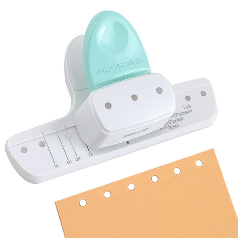 ZPZGOG Loose leaf hole punch 4mm diameter 3hole/6hole paper puncher, Adjustable hole punch, fit A8 Mini/A7/A7 Pocket/A6/A6 Personal/A5, for DIY daily planner Vocabulary book making office supplies