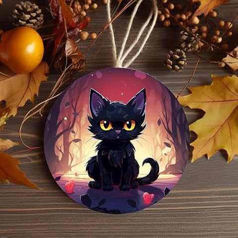 Cute Black Cat Halloween Ornament for Mini Tree Decoration Cover