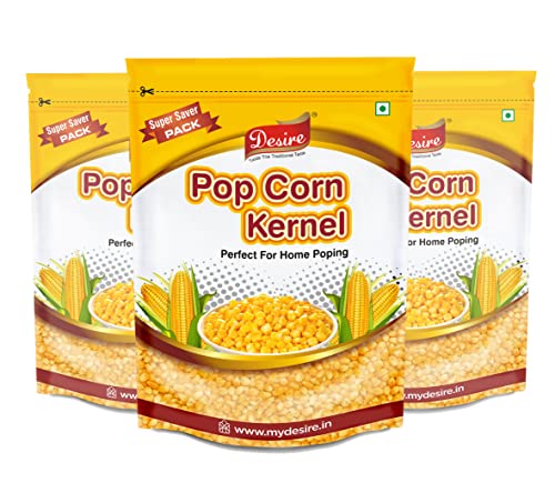 Image of Desire Popcorn Kernel Seeds, 3kg | A Grade Makkai Popcorn Kernels | Imported, High Expansion, Gourmet Quality for Movie Nights