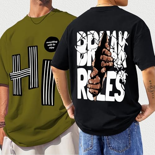 Image of AUSK Oversized T-Shirts || Printed Loose Fit Half Sleeve Tshirt for Mens