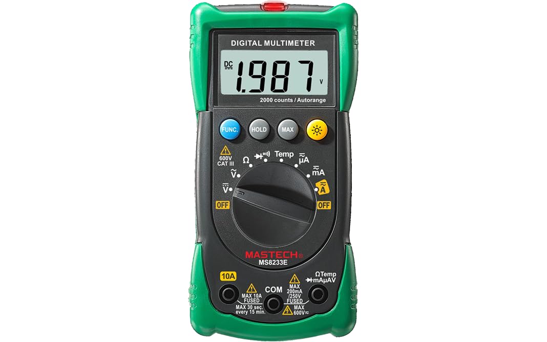 MGL MASTECH MS8233A MS8233B MS8233C MS8233D MS8233E Digital Multimeter DMM Meter AC/DC Voltage Current Ohm Meter with Temperature Diode Continuity Tester(MS8233E)