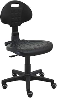 La Silla de Claudia: Taburete con Ruedas | Silla Giratoria Ergonómica con Altura y Soporte Lumbar Ajustable | Taburete Oficina, Tipo Silla Escritorio sin Brazos | Hecho de Poliuretano | Negro