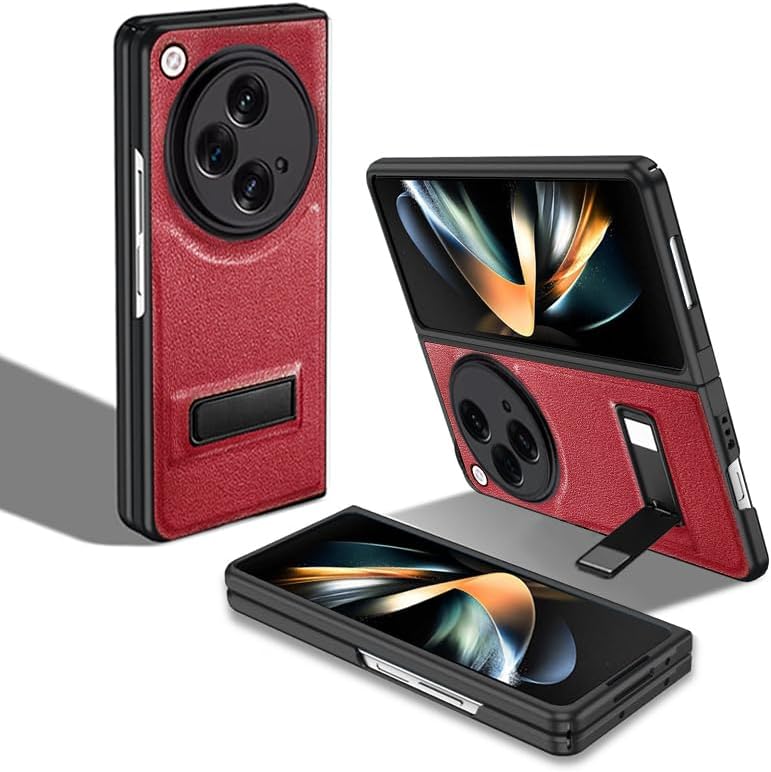 Miniatura 1 de MingWei Funda protectora compatible con Oneplus Open, cuero vegano y de goma, ajuste delgado, ligera, a prueba de golpes, absorción (rojo)