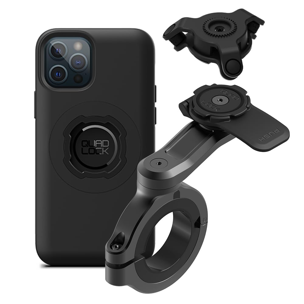 Quad Lock Motorcycle Handlebar Phone Mount PRO - Large with Vibration Dampener and MAG Phone Case for iPhone 12/12 Pro