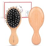 Hair Brush Mini Boar Bristle Hairbrush Pocket Travel Small Paddle Hair Brush for Men Women Kids for Thick Curly Thin Long Short Wet or Dry Hair Detangle Massage Add Shine