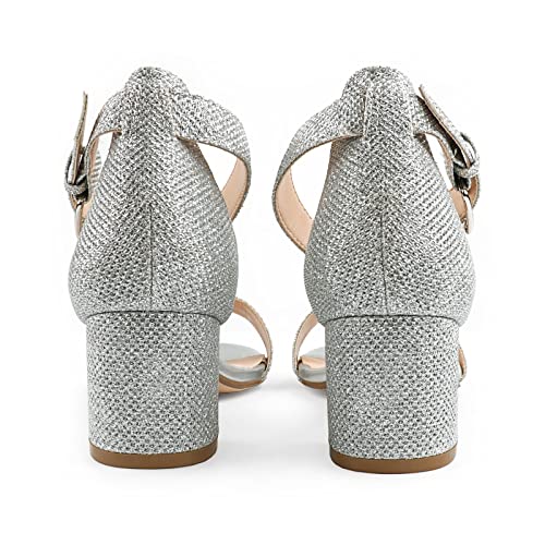 JOY IN LOVE Women's Chunky Low Heels Ankle Strap Open Toe Block Heel Sandals4