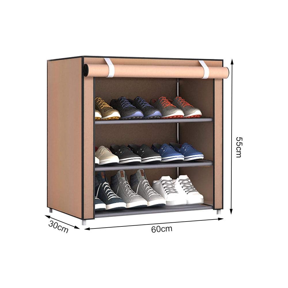 Zapatero de tela de 4 niveles a prueba de polvo para zapatos, diseño que ahorra espacio, ideal para el hogar, entrada, armario y dormitorio, y elegante.