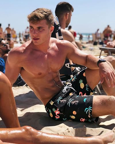Image of SURF CUZ Mens Swim Trunks with Compression Liner Swim Shorts 7 inch Swimming Trunks Stretch 7 Inch Swim Suits Quick Dry