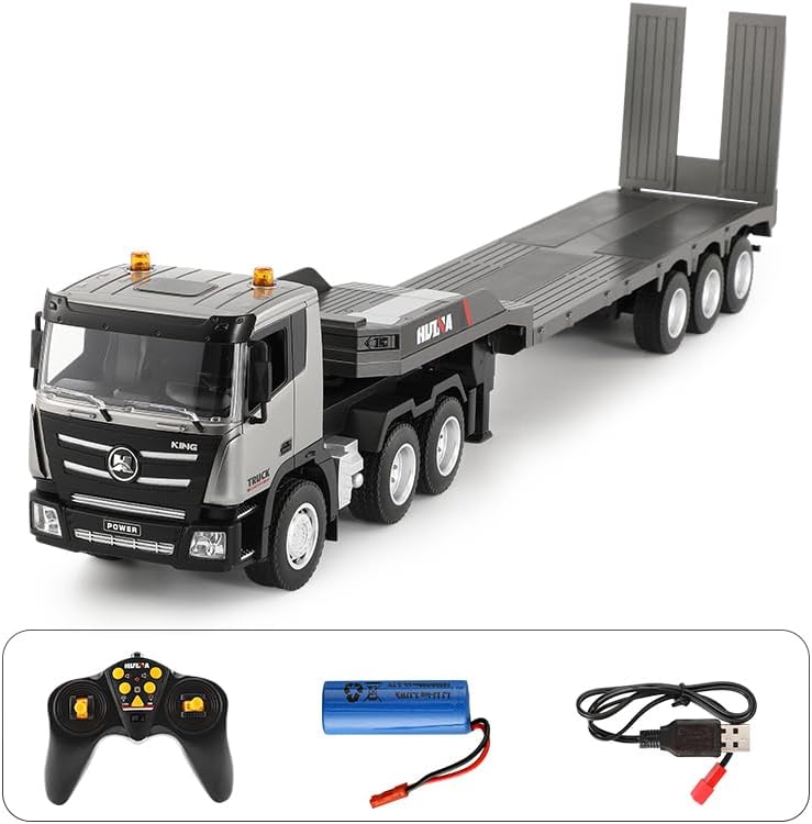 TOUCAN RC HOBBY Huina 1318 1:18 RC Tractor Truck 9CH Remote Control Cars with Flatbed Trailer for Ages 14+