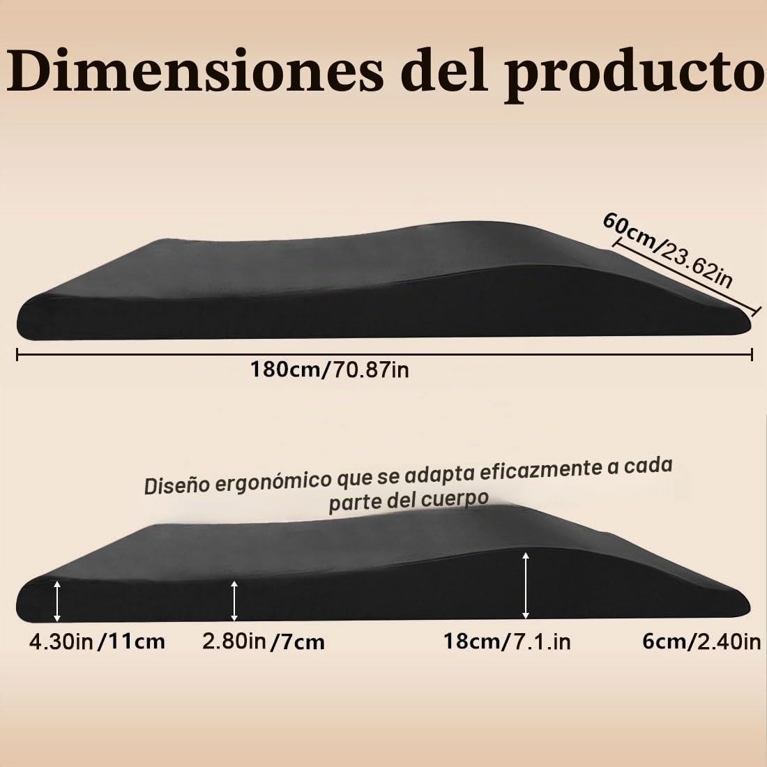 Colchón ergonómico para Cama de Masaje, 180 x 60 cm, Espuma de Alta Densidad para Tumbona cosmética, Masaje SPA y salón de Belleza (Solo colchón)