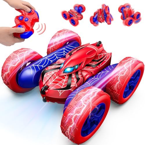 Remote Control Car,Double Sided 360° Rotating 4WD RC Cars Toys for 3-12 Year Old Boys 2.4GHz Electric Rechargeable Race Stunt Birthday Halloween Christmas Easter Toys for Boys 4-6 3-4