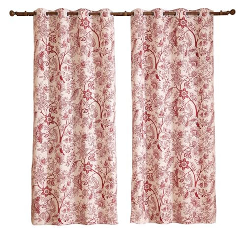 Image of ISAENNE Designer Elegant Linen Printed Curtains,2 Panels,63 inchx53 inch-Ruyi A