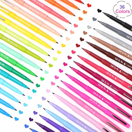 Image of Fuyoooo 36 Pcs Multicolor Felt Tip Pens, Quick Dry, 0.7 mm Medium Point