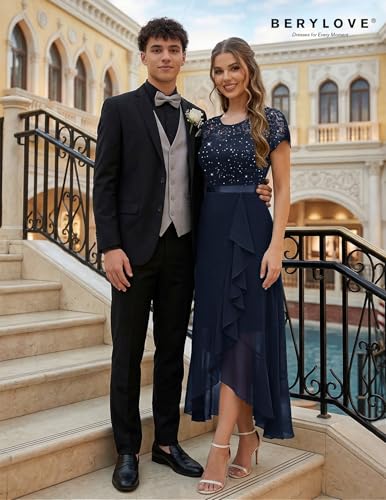 Image of BeryLove Formal Dresses for Women 2026 Wedding Guest with Slit Cocktail Elegant Lace Long Prom Dress