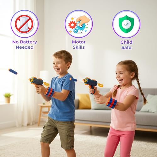 Image of DIY Puzzle Assembly Mini Blaster Toy Gun Boys 7-14 Years with 8 Suction Darts & Bullet Belt, Soft Foam Dart Blaster Manual Air Gun Pistol for Kids, Role Play Target Shooting Toys for 4 Year boy