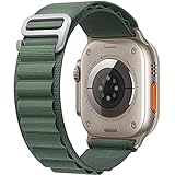 UpNeioco Alpine Loop Armband Kompatibel mit Apple Watch Band 41mm/40mm/38mm Damen Herren, Sport Nylon Verstellbares Ersatzarmband mit Titan G-Haken für iWatch Series 8/7/6/5/4/3/2/1/SE, Grün