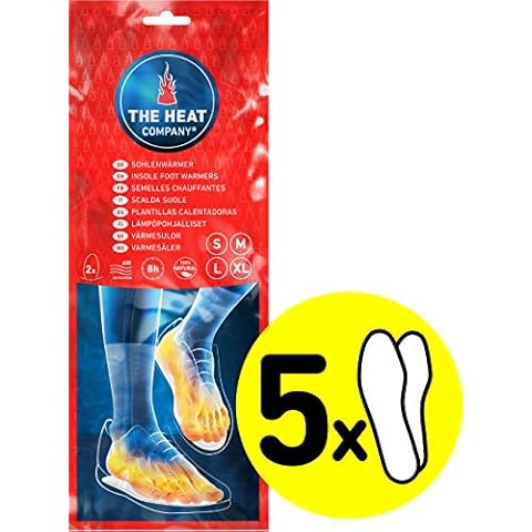 THE HEAT COMPANY Insole Foot Warmers - 5 Pairs - EXTRA WARM - 8 Hours of Warmth - Instant Heat - Air Activated - Purely Natural - Medium Size: 5.5-7 Cover