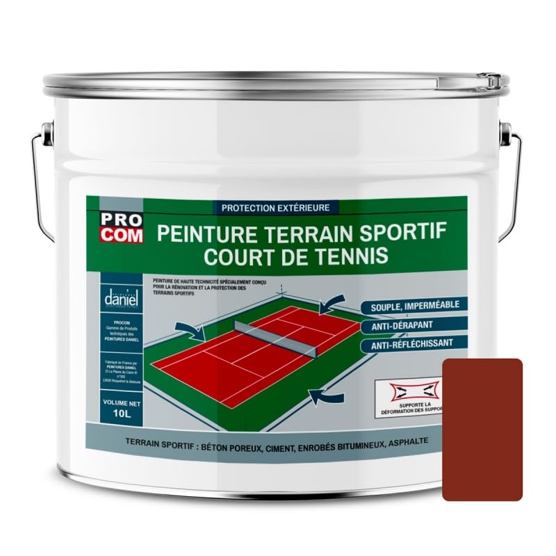 PRO COM Peinture tennis, peinture terrain de sport, rénovation et protection de terrain sportif 10 litres