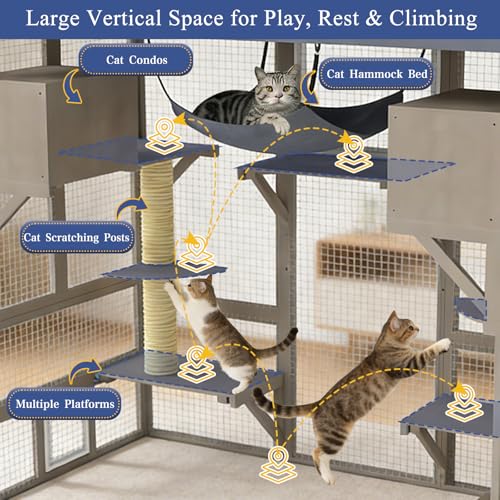 Image of PetsCosset 61.5 inch L Walk-in Catio Outdoor Cat Enclosure for Multiple Cats
