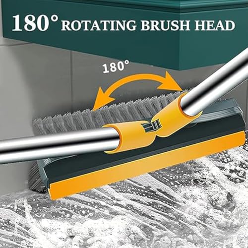Image of BEEJAY 3 in 1 Bathroom Cleaning Brush with Wiper - Heavy Duty 40 inch Long Handle 360 Rotate Floor Scrubber Brush, Tiles Cleaning, Floor Scrub for Kitchen and Bathroom Wall (Multicolor)