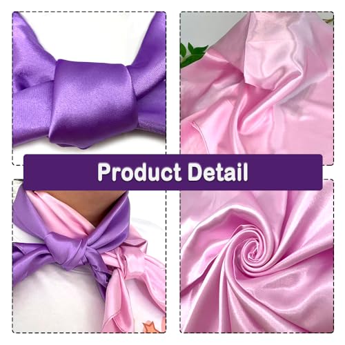 2 Packs Satin Neck Scarf 23.6 Inch Solid Square Neck Scarves Handkerchief for Women Halloween 80s Party Accessory3