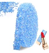 FULZTEY 3 Yards Rhinestone Ribbon Roll,Royal Blue AB Crystal Ribbon with 2 mm Jelly Rhinestone fo...