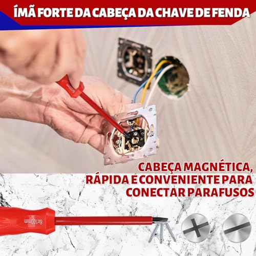 Chave de Fenda Isolada Conjunto de 9 Peças, Suportar 1000V Chave de Fenda Isolada, Chave de Fenda Is