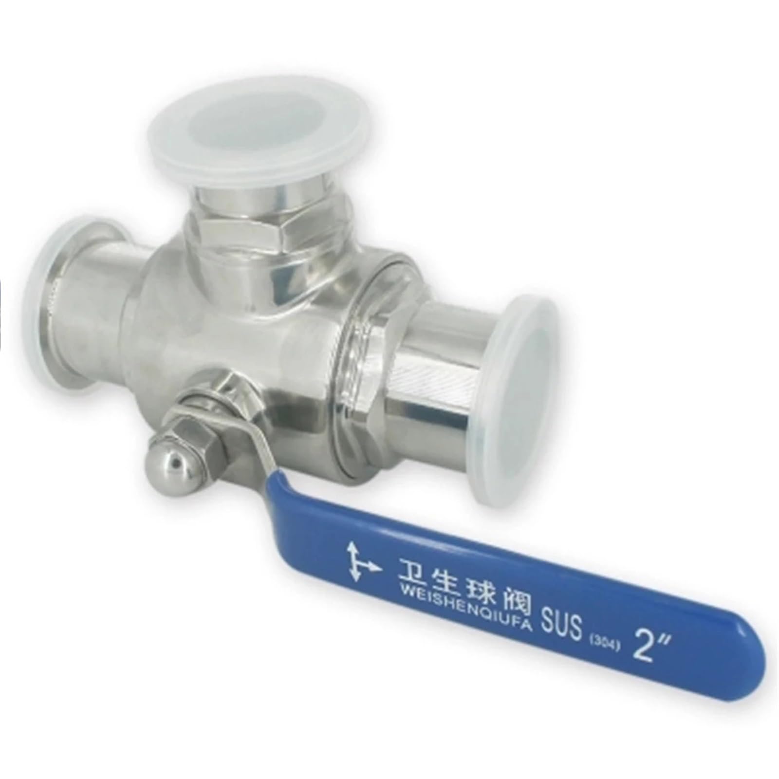 63mm 304 Stainless Steel Sanitary Ball Valve 3 Three Way Tri Clamp Ferrule Type 1Pcs(Color:TType)