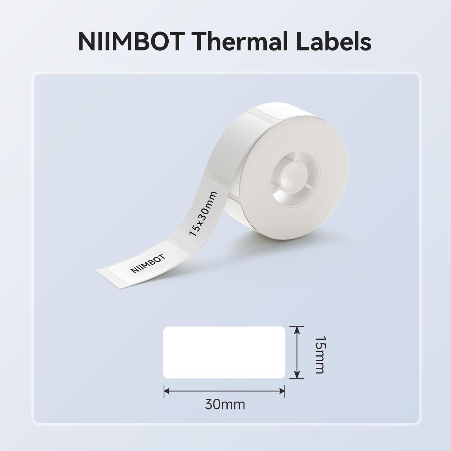 NIIMBOT Label Maker Tape for D11/D110/D101 Label Maker, 15 x 30 mm (0.59'' x 1.18'') for Home Office Labeling Tape Replacement, White - Image 2