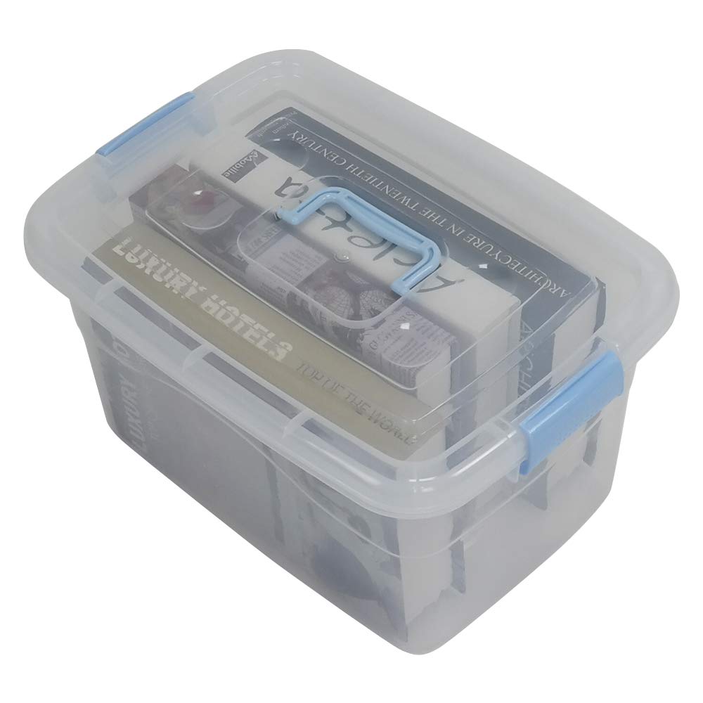 Doryh 12 L Plastic Storage Bin with Lid, Clear Transparent Box with Handles Set of 1