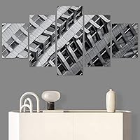 SIGNWIN 5 Panel Canvas Wall Art Architecture & Maps Closeup Cool Industrial Multicolor Patterns for Home Decorations Ready to Hang - 60