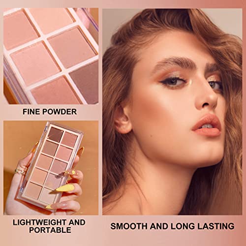 Erinde 10 Colors Eyeshadow Makeup Palette - Matte Naked Eye Shadow, Ultra-Blendable, Long Lasting, Professional Matte & Shimmer Nudes Neutral Eye Shadows Palette With Brush, Milk Tea #TOP2