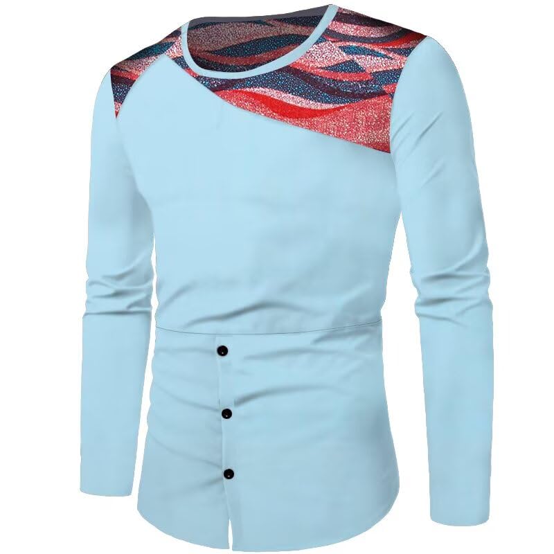 African Men's Pullover Crewneck Sweatshirt Loose Fit Long Sleeve T-Shirt Dashiki Clothes for Men African Attire