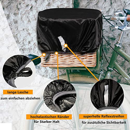 Frelaxy Fahrrad Korbabdeckung wasserdicht mit Reflektorstreifen, Regenschutz Fahrradkorb für vorne, Regenabdeckung für Korb hinten, Einheitsgröße für alle Körbe bis Größe 45x45cm