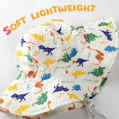 Image of HONGTEYA Baby Sun Hat Toddler Girl Beach Hat Sun Protection Adjustable Outdoor Summer Wide Brim Bucket Hat for Infant Kids