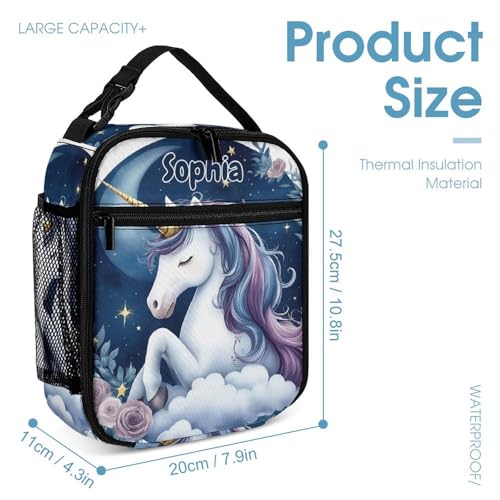 Unicorn Cloud Cute Personalized Backpack 3 Set Personalized Add Your Name School Bag with Lunch Bag Pencil Case Customized Backpack for Kids Girls Boys 5