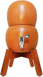 Filtro De Barro Bebedouro Para Agua Purificador Colmeia, 6,5 Litros, com Torneira e Suporte de Madeira, Cerâmica Terracota