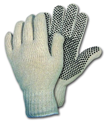 MCR Safety 9658L Cotton/Polyester String Knitted Multi-Purpose Gloves with White Hemmed Cuff, Natural, Large, 1-Pair